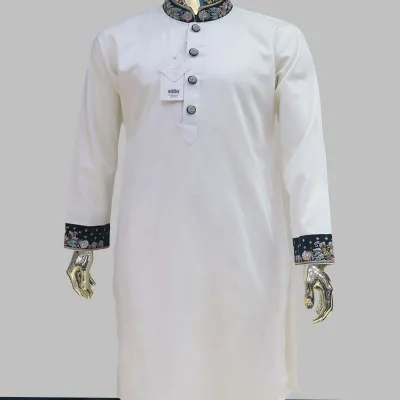 Premium White Zardozi Panjabi
